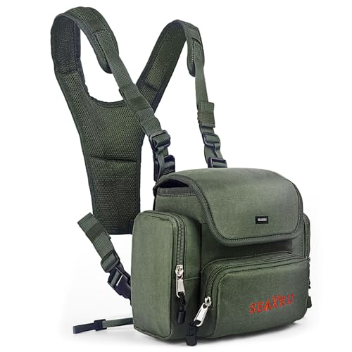 SEAKRU Binocuar Harness Chest Pack, Bino Harness with Rangefiner Pouch, Bino Case with Rain Cover