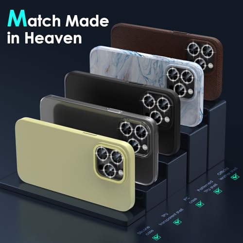 Image of YWXTW Designed for iPhone 15 Pro /iPhone 15 Pro Max Camera Lens Protector Bling, [New Glitter Design] Individual Metal Tempered Glass Camera Cover Accessories Case Friendly (Black Titanium Glitter)