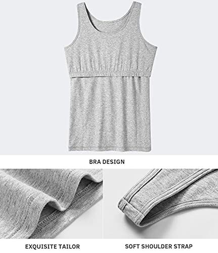 Image of Vislivin Cotton Tank Tops with Shelf Bra for Women Stretch Tanks Wide Strap Undershirts