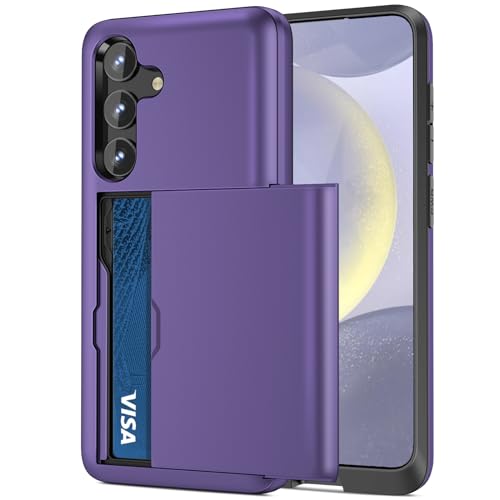 Coque Galaxy S23 double couche violette durable avec fente carte