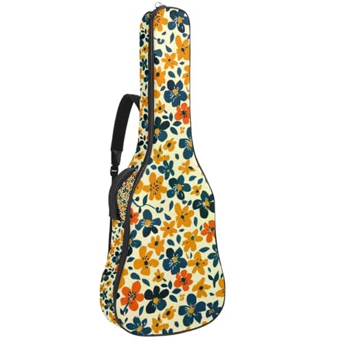 Housse guitare acoustique à motif floral vintage 42.9" avec bandoulière