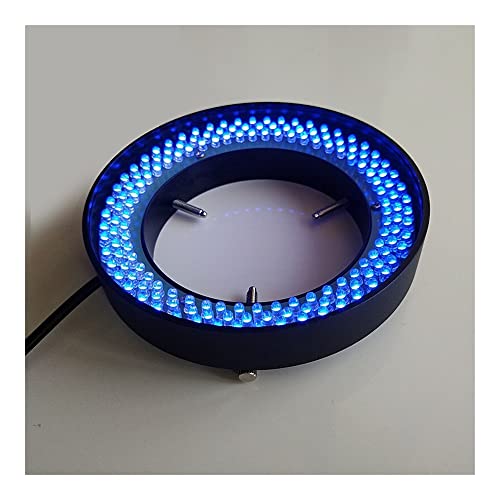 顕微鏡キット 顕微鏡リングライト 8W ブルーライト LED 調整可能ズーム ステレオ生物顕微鏡リングランプ 90V-264V 156個の電球付き 内径81mm 顕微鏡レンズアダプター