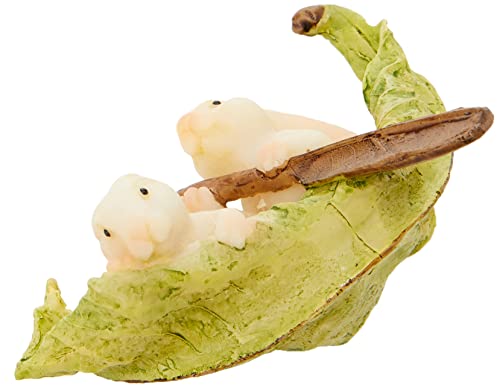 Top Collection Miniature Fairy Garden and Terrarium Statue, Rabbits Rowing Leaf Boat