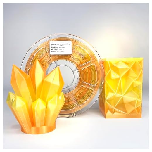 SHANHUI Amber Yellow PETG 1.75mm Filament, Translucent Rainbow Transition with Blue-Green Shades, 1KG (2.2lb), High Compatibility (Amber Yellow)