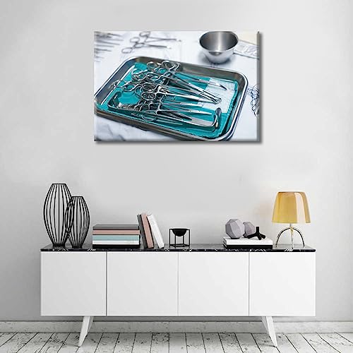 Image of TUMOVO Clinical Laboratory Canvas Wall Art Home Decor Medical Pictures Black and White Wall Art 1 Panel Medical ExaminationPosters and Prints Framed Ready to Hang (16 inch Wx24 H)