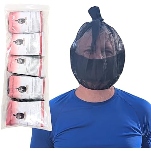 Luminary Transport Spit Hood, 5 Pack - Full Mesh Triple Layer Humane Restraint Hood Slip-On Spit Protection One Size Fits Most for Police, Corrections, First Responders Cover