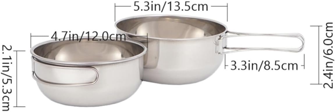 Didiseaon 3pcs Stainless Steel Folding Bowls with Mesh Storage Bag for Camping and Hiking, 650ml and 500ml Capacity, Smooth and Safe round Bowls for Outdoor Bbq and Travel