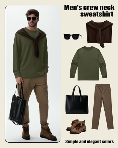 3 Packs Mens Big and Tall Sweatshirts Long Sleeve Crew Neck Pullover Shirts Lightweight Casual Basic Tops4