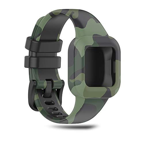 SeaFicco Pattern Printing Watch Strap Silicone Band Replacement Watchband Sport Fitness Wristband Compatible with Garmin Vivofit jr.3 Accessories (Camo Green) - Image 2