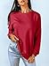 Dokotoo Womens Casal Ladies Long Sleeve Crewneck Sweatshirt Loose Fit Solid Basic Comfy Pullover Tunic Shirts Tops Blouse Side Split Fall 2025 Fashion Red Small