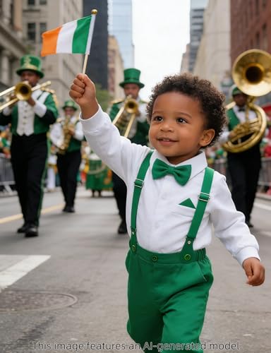 Image of A&J DESIGN Baby Boys Suits Infant Gentleman Formal Wedding Suspenders Outfit with Bowtie