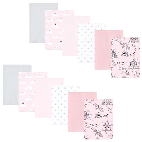 Image of Hudson Baby Unisex Baby Flannel Burp Cloth 12pk, Fairytale Princess, One Size