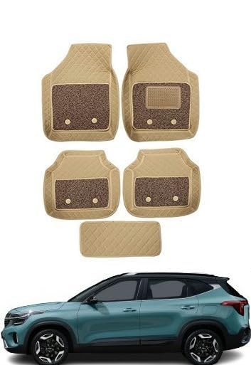 Image of Minansh Foot Mats /Floor Mats Compatible with Suzuki Ciaz 7D Luxury Leather Washable Car Floor Mat (Beige)