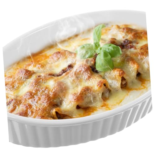 Plat de cuisson céramique blanc rectangulaire à doubles poignées - 7
