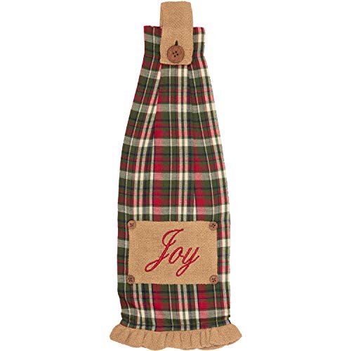 VHC Brands Forreston Joy and Noel Button Loop Set of 2 Kitchen Towel Red