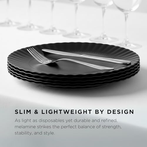 TP 10.5" Melamine Paper Plates, Reusable Outdoor Plates for Parties or Picnics, Round, Set of 6, Black by TP - Used condition - Image 6