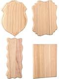 4 Pcs Unfinished Wood Signs Blank Hanging Wooden Plaques, 9 x 12 Inch Blank Signs for Crafts DIY Craft Wood Board for Burning Project Home Wall Door Decorations, 4 Assorted Shapes
