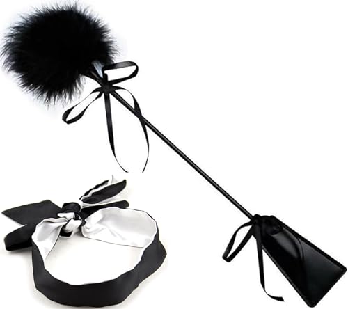 Plumes Massage & Cuir Fouet Erotique Bondage Sexe Fétiche Masque pour les Yeux Chatouilleur de Plumes Fessée Jouet pour Couples Erotiques Cosplay