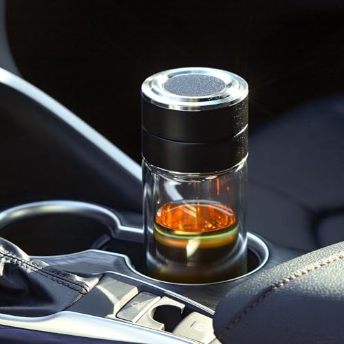 Image of Wosta Leakproof Glass Water Bottle with Stainless Steel Infuser Glass Tea Infuser Bottle with Strainer and Neoprene Sleeve for Loose Leaf Tea, Cold Brew Coffee. (O - GREEN, 300ML)