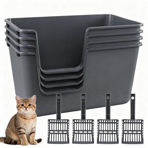Caja de arena grande con lados altos para gatos x4 miniatura 1