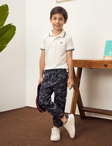 Image of Amazon Brand - Symbol Boy's Cotton Cargo Jogger | Elasticated Waistband and Cuff | Stretchable | Age 2-14 Years