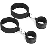 Weiche & Bequeme Bondage-Fesseln Set – Verstellbare Hand- & Fußfesseln für Paare, Perfekt als Valentinstag-Geschenk, für Anfänger & Experten Geteilter Fußriemen schwarz