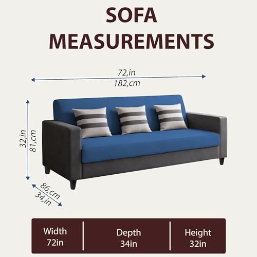 Image of Casaliving Amara 3 Seater Sofa Set for Living Room (Black Blue Colour Fabric) Premium Fabric Sofa