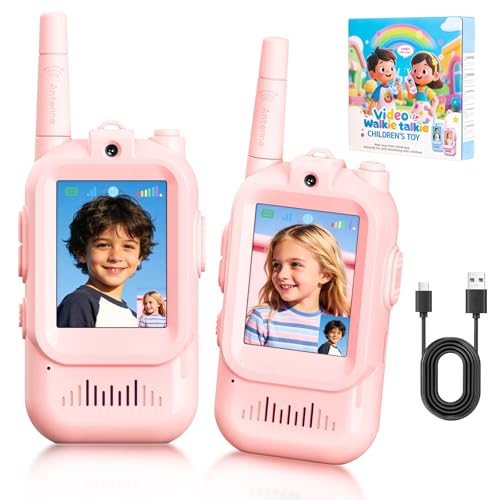Video Walkie Talkies, Rechargeable Toddler Toys with HD Camera & 4 Switchable Voice,...