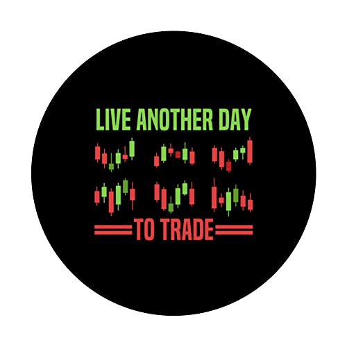 Live Another Day To Trade Candlestick Stock Trading PopSockets Swappable PopGrip, Black - Image 3