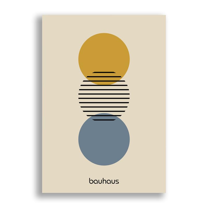 FAB Bauhaus 3 Circles - Modern Contemporary Home Wall Décor - Abstract Mid Century Art Prints for Living Room Bedroom - Unframed Photo Poster (A4 [210mm x 297 mm])