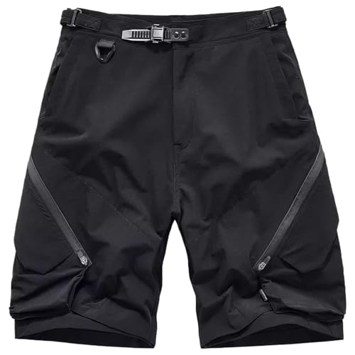 Short cargo tactique noir d'été ample stretch avec poches amples style utilitaire