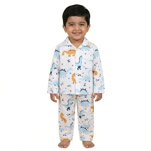 Image of The Mom Store Kids Cotton Night Suit for Boys and Girls | Soft Breathable Night Dress for Kids Boys and Girls | Printed Nightsuit Pajama Set | Comfortable All-Season Sleepwear for Daily Use