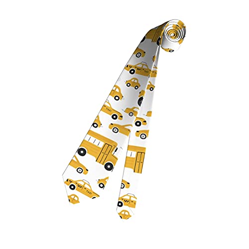 Mens Boys Novelty Fashion Neckties Slim Gentlemen Neck Tie Funny Wide Neckties For Business Party Boys Formal Business Wedding Suit-Cartoon Cute Yellow Cars Bus Pattern #TOP3