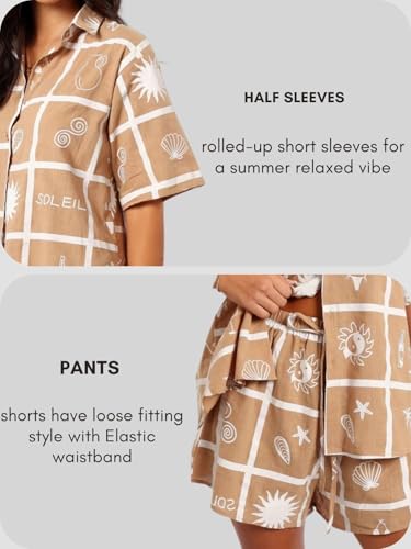 Image of Leriya Fashion Women's Rayon Co-ord Set Stylish | Summer Night Suit For Women | Paisley Printed Pyjama Set For Woman Travel Beach & Holiday Look | Trendy Top & Shorts for Summer Days Vacation