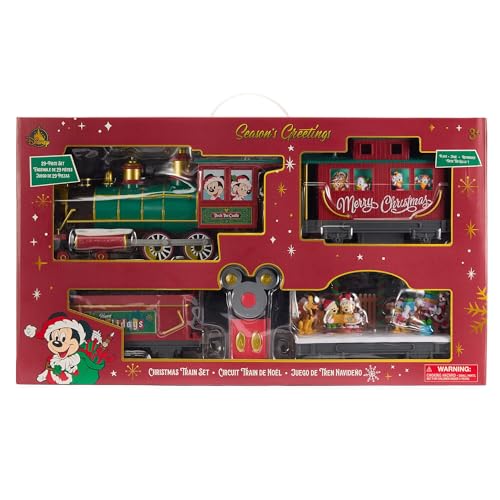Disney Store Official Mickey Mouse & Friends Christmas Train Set - Includes Remote Control Train with 22-Piece Circular Track & 7 Festive Figures - Great for Kids who Like Building Toys & Disney Toys