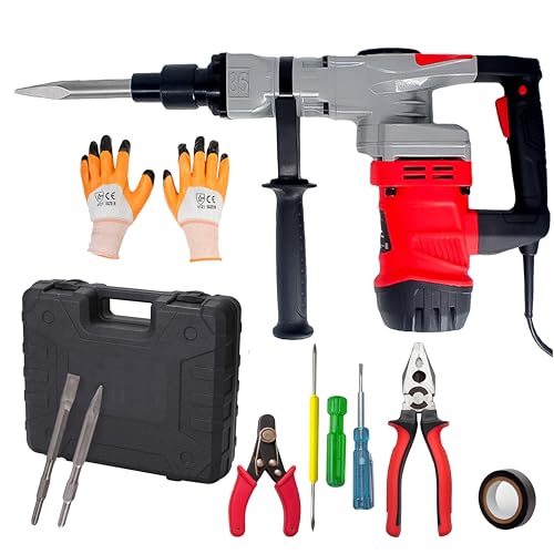 Image of Hillgrove HGCM1399M1 2000W 100% Copper Winding 7Kg Concrete Demolition Hammer Chipping Hammering Drilling Breaker Drill Machine 7Kg Kit Set