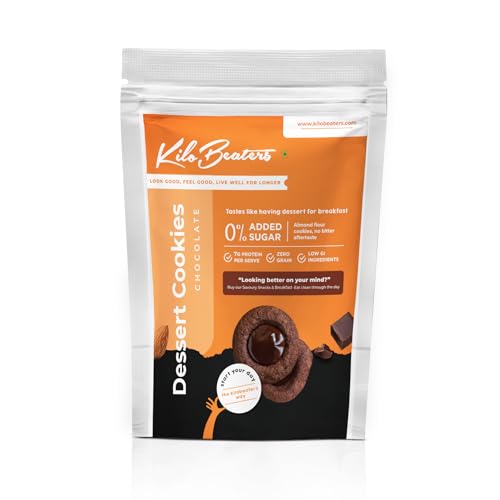 Kilobeaters Chocolate Dessert Cookies 400G (Pack Of 1) | 7G Protein Per Serve | Ready To Eat Tea Time Snack | No Maida & 0% Added Sugar | Keto Friendly Biscuit | Healthy Snacks For Adults & Kids