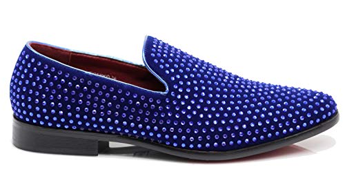 Image of SPK26 Men's Vintage Velvet Rhinestone Designer Dress Loafers Slip On Shoes Classic Tuxedo Dress Shoes