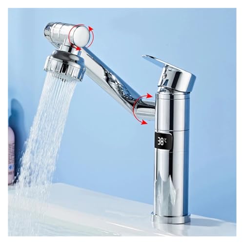 Robinet de lavabo en laiton affichage numérique mitigeur salle de bain 2 modes