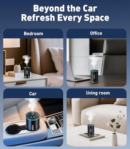 Image of Smart Car Air Freshener Diffuser with Starry Sky Projector, Forest Scent Car Scent with 50ml Essential Oil, Auto On /Off Intelligent, 3 Modes Adjustable, Nano Mist Technology Aroma Diffuser, Cologne