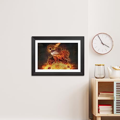 Image of TenorArts Kyojuro Rengoku Poster Demon Slayer Anime Laminated Posters Framed Paintings with Matt Finish Black Frame (12inches x 9inches)