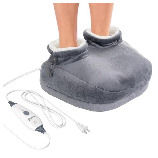 Pure Enrichment PureRelief Deluxe Foot Warmer - Super-Soft Sherpa-Lined, Fast-Heating Electric Boots with 4 Temperature Settings, Machine-Washable Fabric, Durable Anti-Slip Sole and Auto Shut-Off