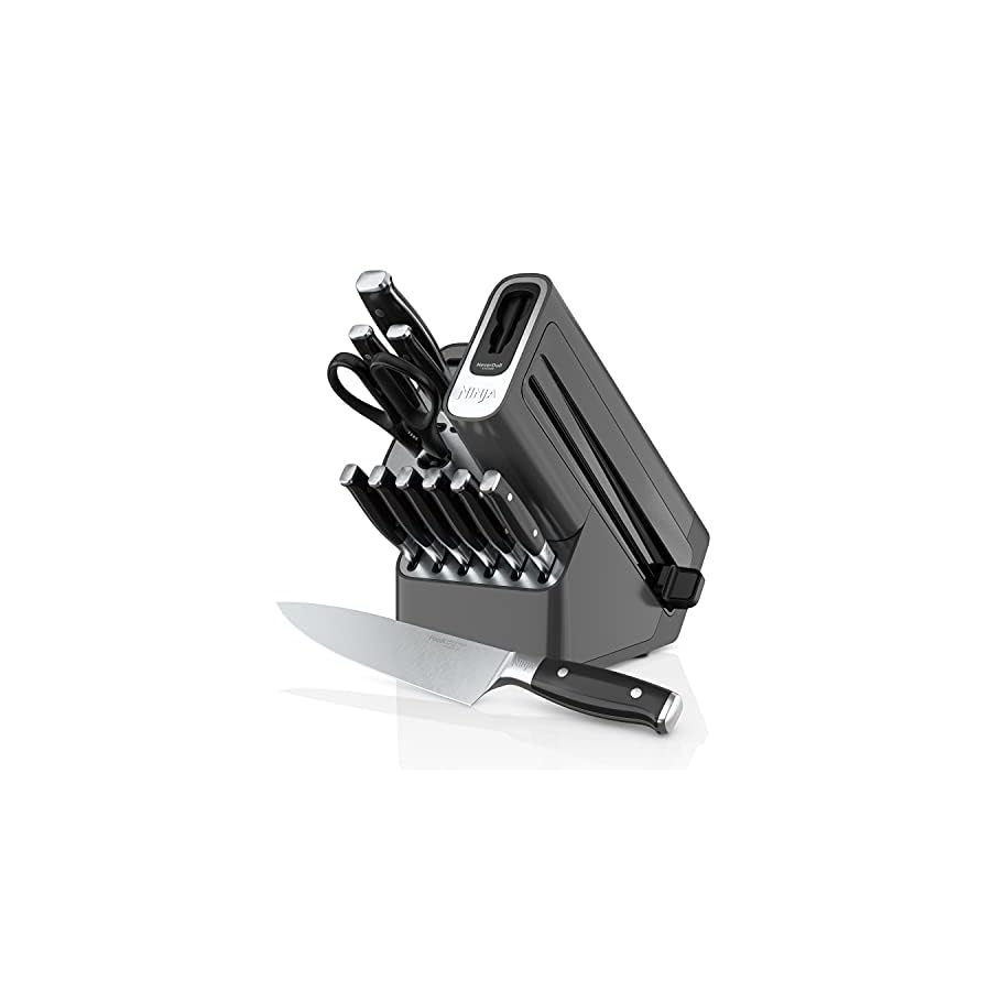 Ninja-K32012-Foodi-NeverDull-Premium-Knife-System-12-Piece-Knife-Block-Set-Stainless-SteelBlack Ninja K32012 Foodi NeverDull Premium Knife System, 12 Piece Knife Block Set with Built-in Sharpener, German Stainless Steel Knives, Black