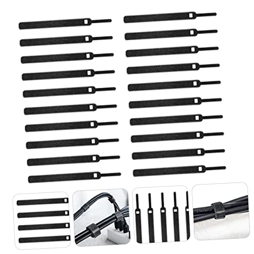 40 unidades de bridas de gestión de cables reutilizables de nylon ajustables | diseño de gancho y lazo para organizar cables en casa u oficina, acabado negro miniatura 4