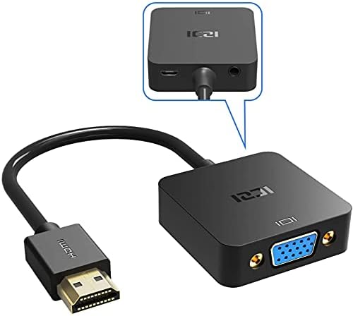 ICZI HDMI to VGA Adapter with Audio and Micro USB Charing Port, Full HD 1080P Gold-Plated HDMI to VGA (Male to Female) Converter Monitor Adapter for Laptop, PC, Projector, HDTV, Xbox and more
