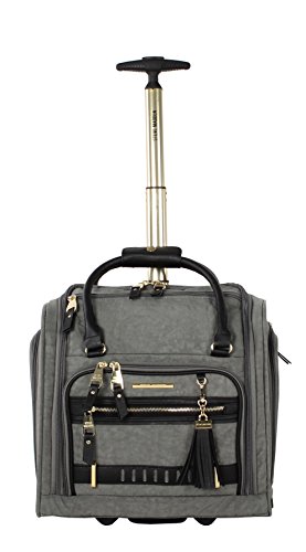 Steve Madden Designer 15 Inch Carry On Suitcase- Small Weekender Overnight Business Travel Luggage- Lightweight 2- Rolling Spinner Wheels Under Seat Bag For Women (Peek-A-Boo Grey) #TOP1