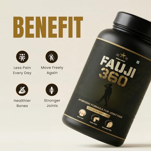 Image of Fauji 360 Powder for Back and Shoulder Reliever | Mixture of 15 Herbs | Herbal Treatement for Waist, Knee, Elbow, Shoulder and Back Pain (Pack of 1, 150g)