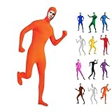Generisch Traje unisex para hombre con pantalla verde, traje de cuerpo completo, disfraz de Halloween, carnaval, disfraz de color naranja, disfraz de cara abierta, cosplay, mono de segunda piel, mono