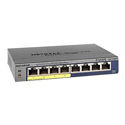 NETGEAR GS108PE PoE Switch 8 Port Gigabit Ethernet LAN Switch Plus mit 4 Port 53W (Managed Netzwerk Switch PoE, IGMP, QoS, VLAN, lüfterlos, ProSAFE Lifetime-Garantie)