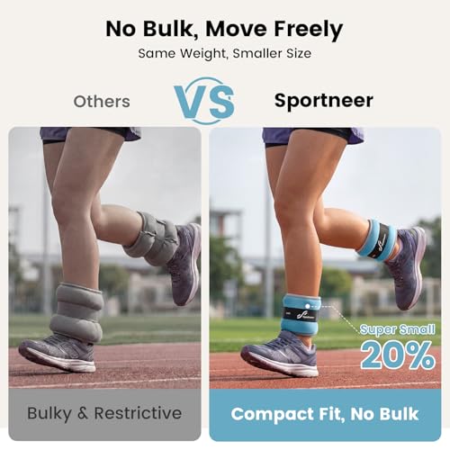 Image of Sportneer Ankle Weights Wrist Weights Pair of 1 /2 /4 /6 /10 LBS for Men Women Kids Strength Training Wrist and Ankle Weights Set with Reflective Strips for Dancing Running Walking Fitness Workout Gym